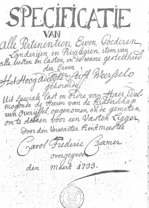 Ligger van 't Stift jaar 1733